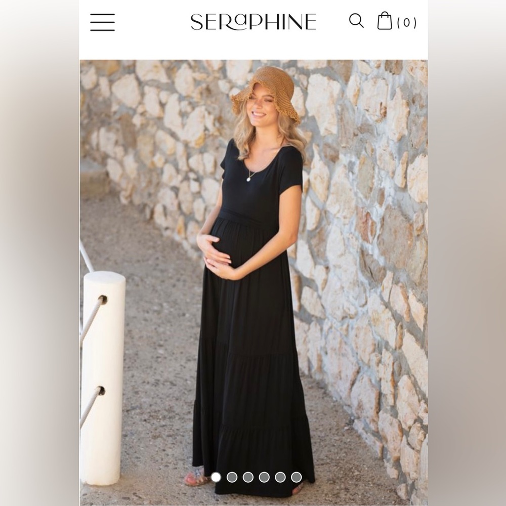 Seraphine Black Jersey Maternity & Nursing Maxi Dress